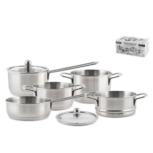 Batteria 7 pezzi inoxessentia in acciaio inox