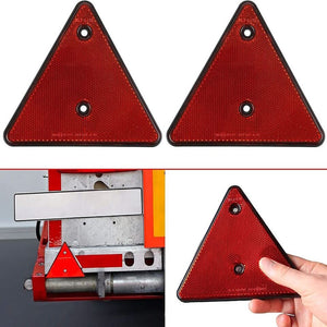 RIFLETTORE CATARIFRANGENTE TRIANGOLO TRIANGOLARE ROSSO PER RIMORCHI ROULOTTE 2PZ
