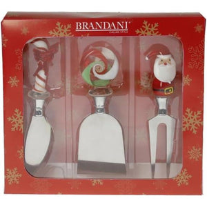 COLTELLI FORMAGGIO CHRISTMAS SET 3 PEZZI VETRO/INOX