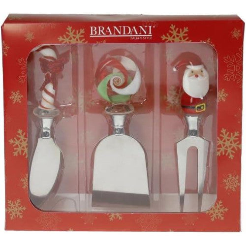 COLTELLI FORMAGGIO CHRISTMAS SET 3 PEZZI VETRO/INOX