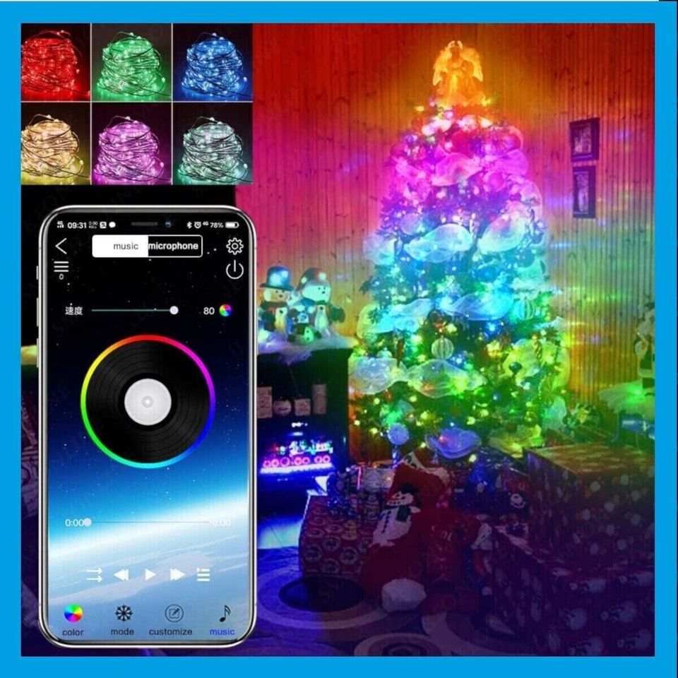 STRISCIA 300 LED 30MT BLUETOOTH RGB SMART APP LUCI DI NATALE IP20 ALBERO