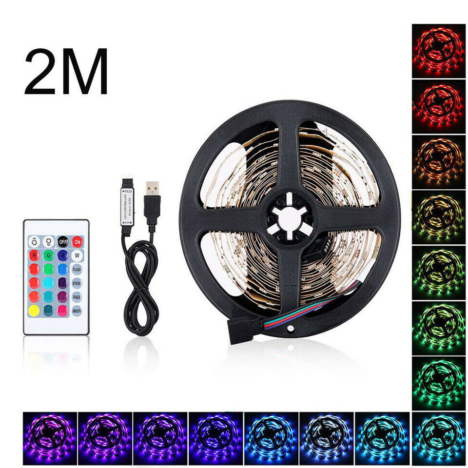STRISCIA LED ADESIVA LUCE RGB RETROILLUMINAZIONE TV USB 2 MT FLESSIBILE TE-B0309