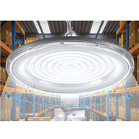 FARO INDUSTRIALE LED 300W DISCO ROTONDO UFO IP65 PLAFONIERA CAMPANA 6500K