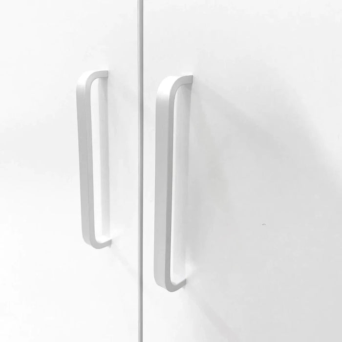 Armadio Guardaroba 120x50x170 cm 3 ante e 2 cassetti, Legno Laminato Bianco per Mansarda, Cantina, Garage e Ripostiglio