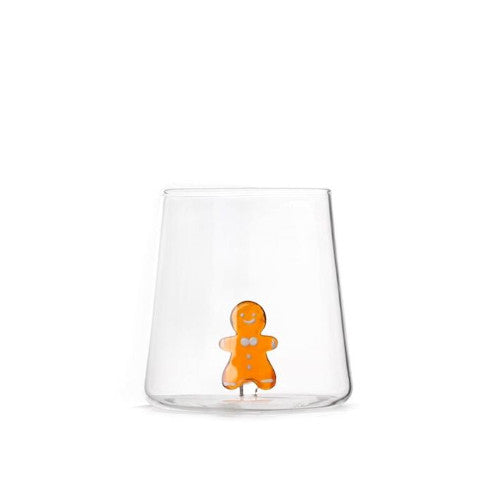 Bicchiere in vetro borosilicato 48 cl con decoro Gingerbread Man
