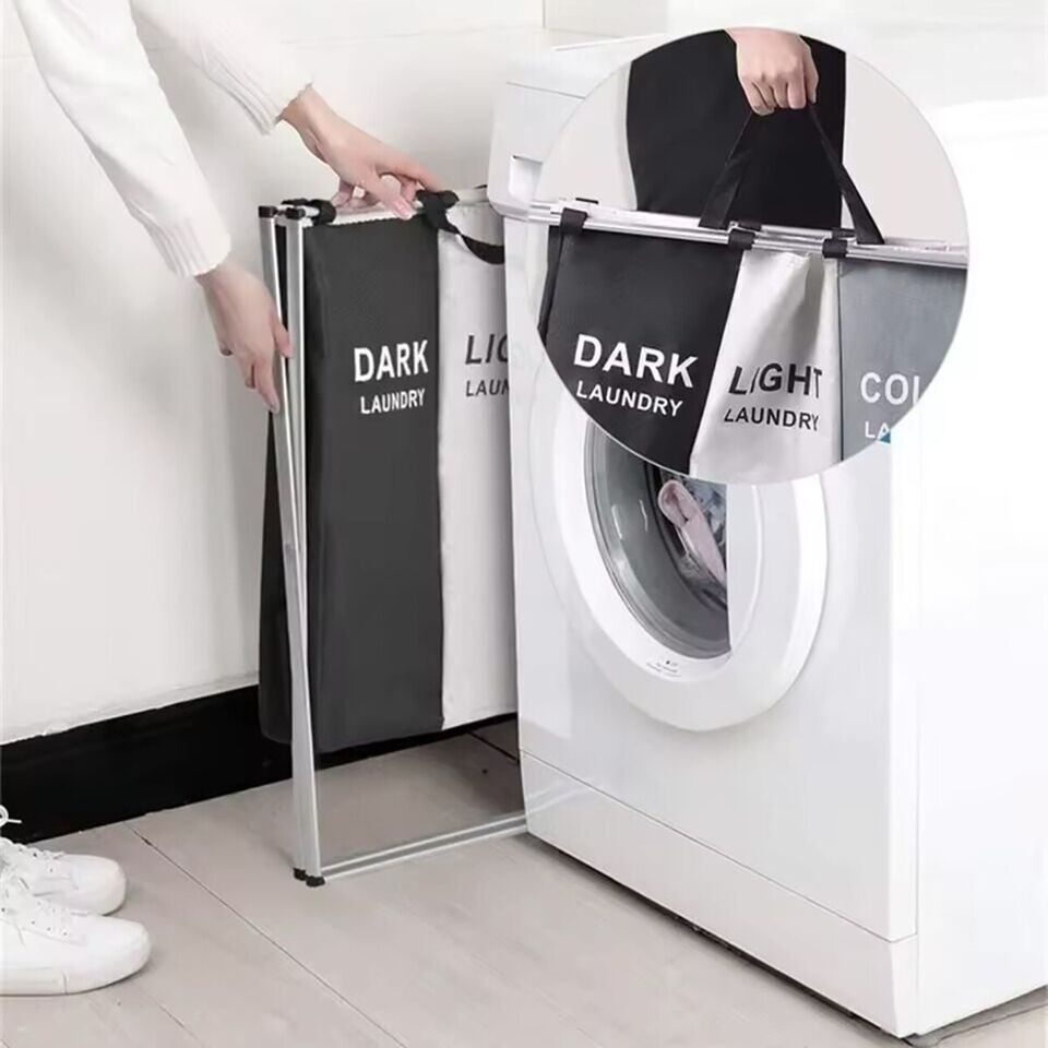 CESTO 3 CONTENITORI PORTA BIANCHERIA PANNI SPORCHI CONTENITORE BAGNO LAVANDERIA