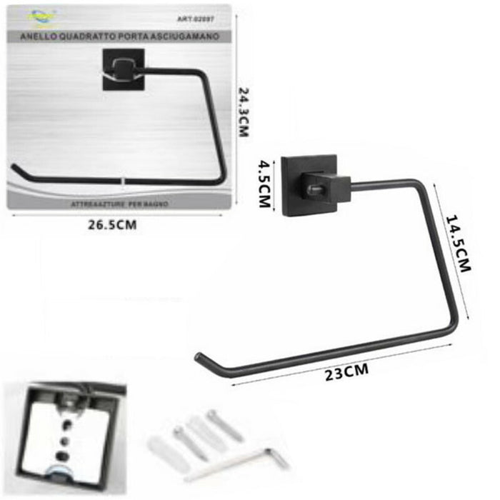 Porta Asciugamano Asciugamani Quadrato Ospite accessori appendi muro parete nero