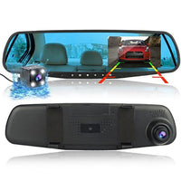 SPECCHIETTO RETROVISORE CON MONITOR DVR RETROMARCIA 2 TELECAMERE 4 LED AUTO SUV