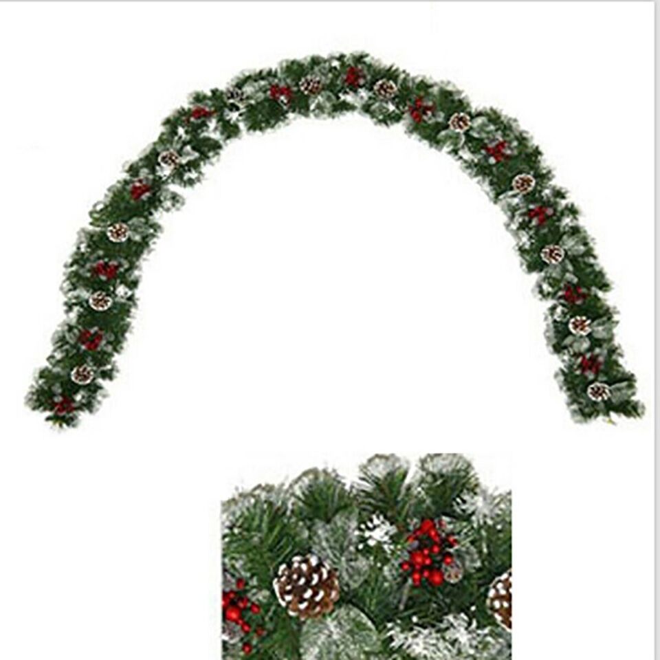 GHIRLANDA DI NATALE ADDOBBI RAMI BACCHE NEVE ARCO DECORAZIONI TRALCIO INNEVATO