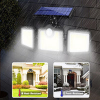 FARETTO COB LED SOLARE LUCE FREDDA SENSORE MOVIMENTO TRIPLA TESTA ROTANTE B0389
