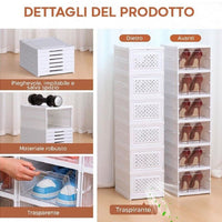 SCARPIERA 6 SCATOLE IMPILABILE CONTENITORE PIEGHEVOLE ORGANIZZATORI PORTA SCARPE