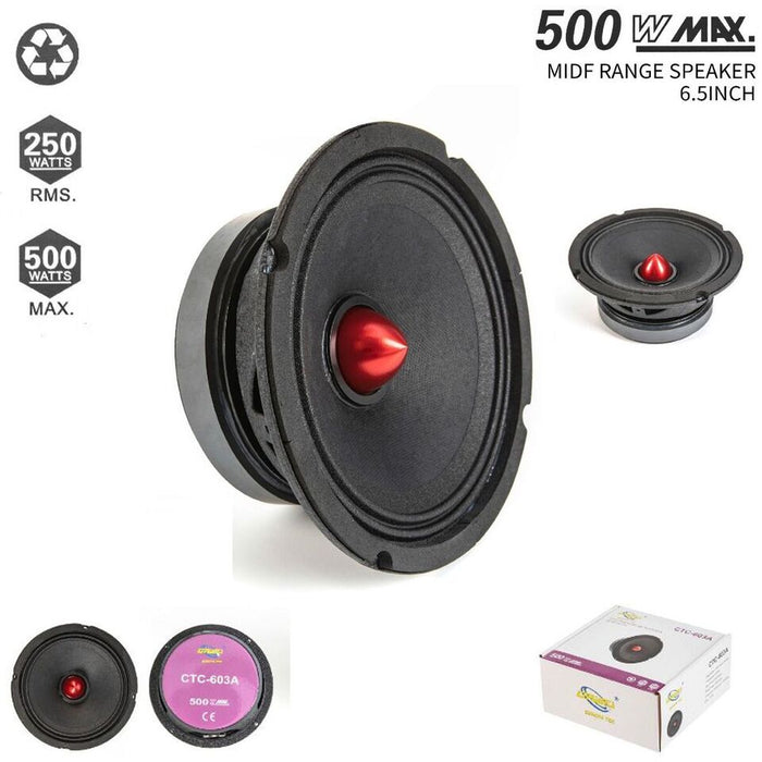 CASSA AUTO BULLET PROIETTILE PROFESSIONALE ALTOPARLANTE 16.5 CM 500W MAX SPEAKER