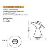 LAMPADA DA TAVOLO SCRIVANIA COMODINO LUME PORTA LAMPADINA E27 LUMETTO D13 BIANCO