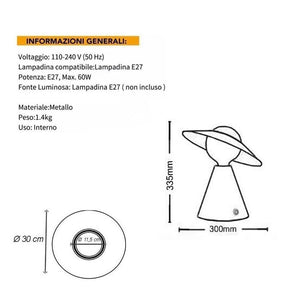 LAMPADA DA TAVOLO SCRIVANIA COMODINO LUME PORTA LAMPADINA E27 LUMETTO D13 BIANCO