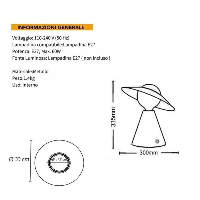 LAMPADA DA TAVOLO SCRIVANIA COMODINO LUME PORTA LAMPADINA E27 LUMETTO D13 BIANCO