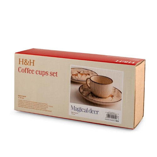 Confezione 4 tazze caff? con piatto magical deer