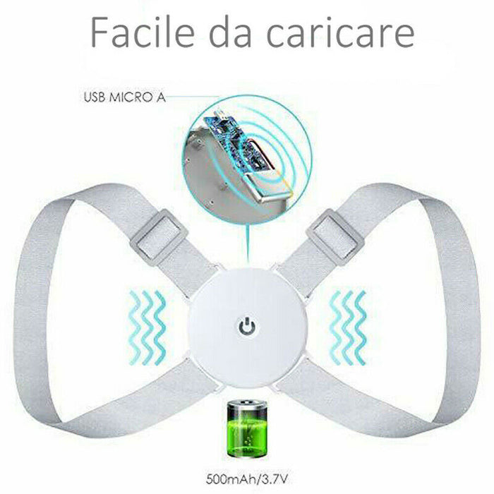 CORRETTORE DI POSTURA SMART FASCIA VIBRAZIONE VIBRANTE POSTURALE SCHIENA DRITTA