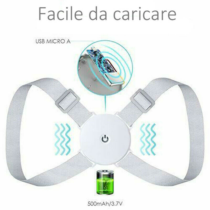 CORRETTORE DI POSTURA SMART FASCIA VIBRAZIONE VIBRANTE POSTURALE SCHIENA DRITTA