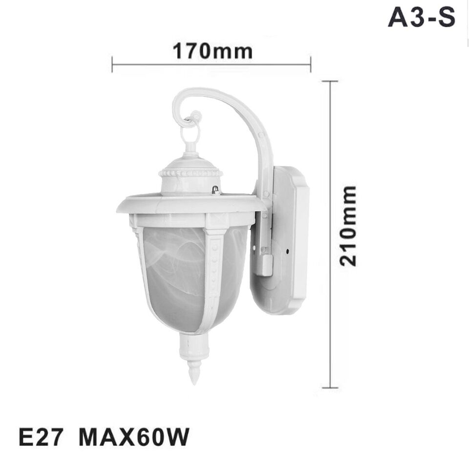 LAMPADA LANTERNA FARETTO MURO APPLIQUE GIARDINO ATTACCO E27 ESTERNO BIANCO A3-S