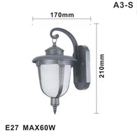 LAMPADA LANTERNA FARETTO MURO APPLIQUE GIARDINO ATTACCO E27 ESTERNO GRIGIO A3-S