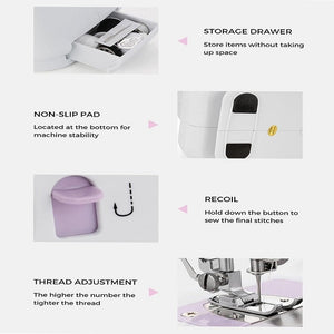 MACCHINA DA CUCIRE PORTATILE CON PEDALE 2 VELOCITÀ E 12 PUNTI CUCITO YASM-505A