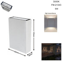 APPLIQUE PARETE LED 6W LAMPADA MURO IP65 MODERNO DOPPIA LUCE CALDA 3000K 21343