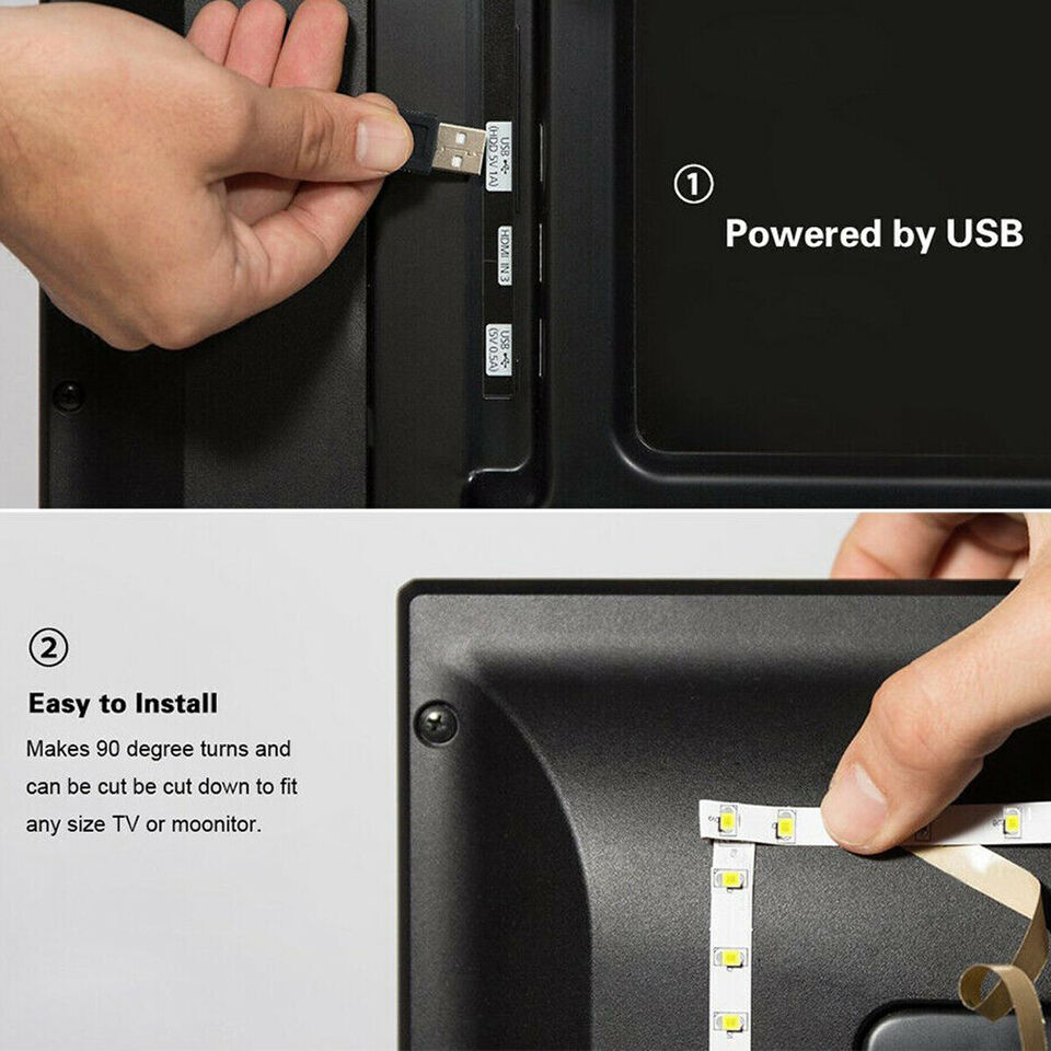 STRISCIA LED ADESIVA LUCE RGB RETROILLUMINAZIONE TV USB 2 MT FLESSIBILE TE-B0309