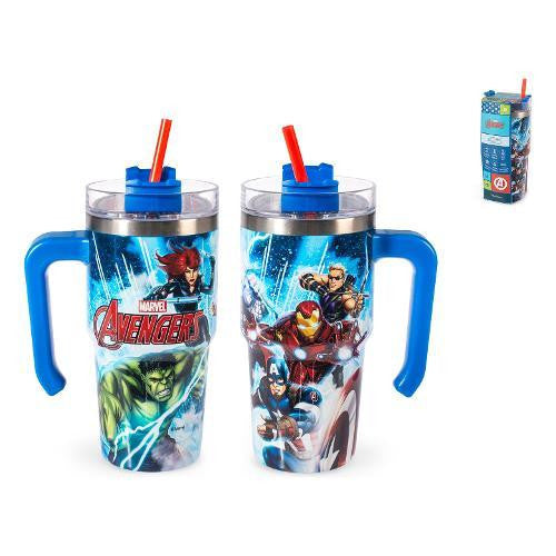 Tazza termica mug con cannuccia inox (600ml) MARVEL AVENGERS