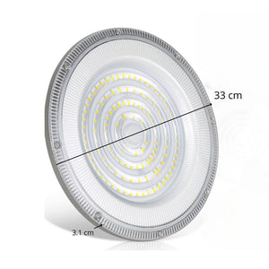 FARO INDUSTRIALE LED 300W DISCO ROTONDO UFO IP65 PLAFONIERA CAMPANA 6500K