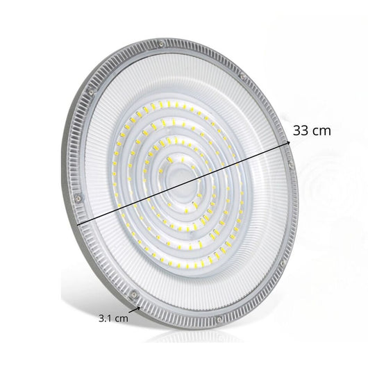 FARO INDUSTRIALE LED 300W DISCO ROTONDO UFO IP65 PLAFONIERA CAMPANA 6500K