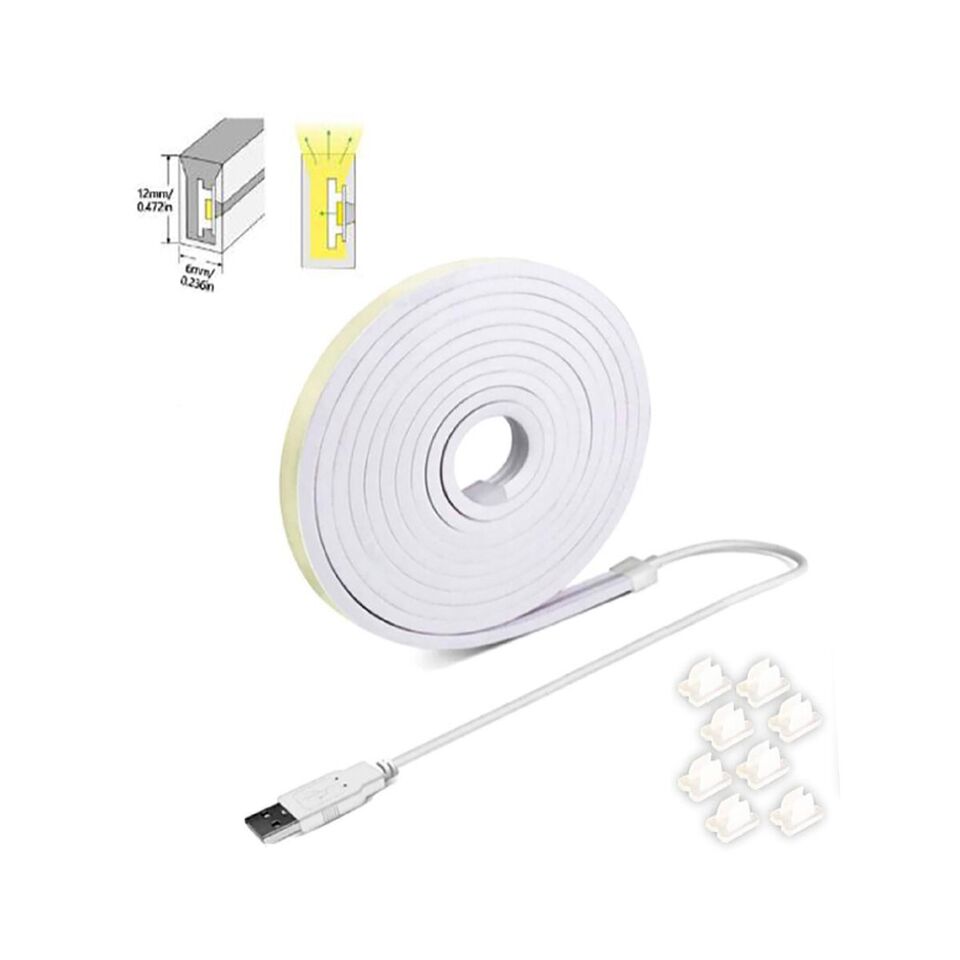 STRISCIA LED FLESSIBILE GANCI BINARIO SOFFITTO SCRITTA USB LUCE BIANCO FREDDO