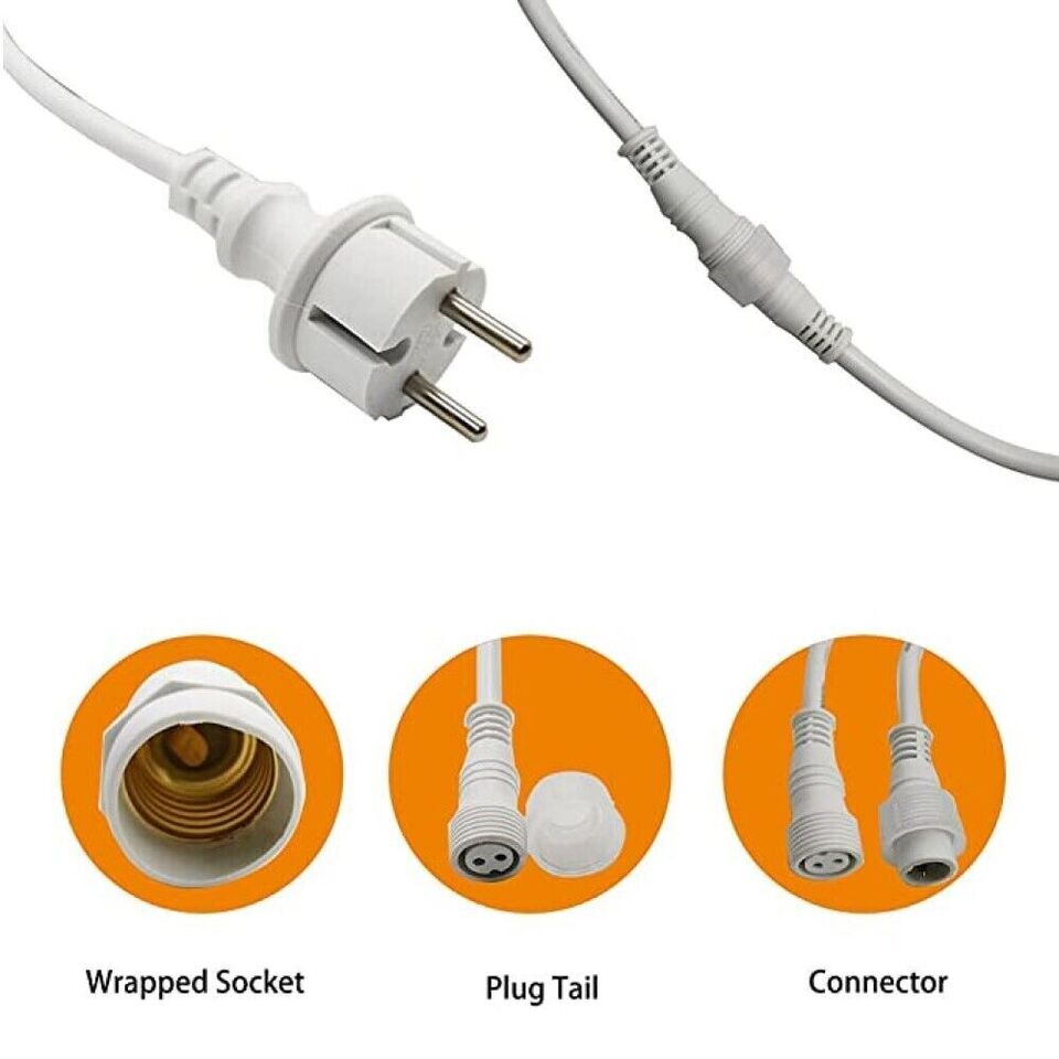 CATENARIA LUCI 10MT 10 PORTALAMPADE E27 BIANCA ALLUNGABILE IP44 INTERNO ESTERNO