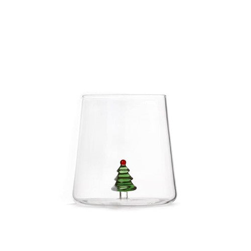Bicchiere in vetro borosilicato 48 cl con decoro Albero di Natale