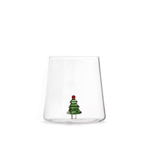 Bicchiere in vetro borosilicato 48 cl con decoro Albero di Natale