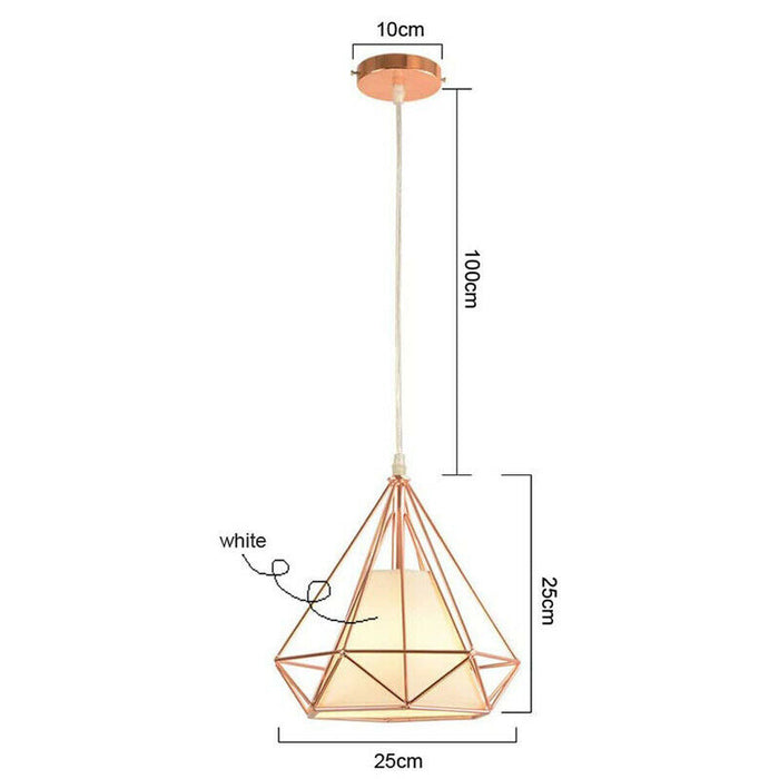 LAMPADARIO GABBIA METALLO INDUSTRIALE RETRO E27 PENDENTE VINTAGE ORO ROSA SJ100