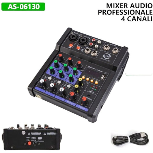 MIXER AUDIO PROFESSIONALE DJ SOUND CONSOLE PORTATILE 4 CANALI BLUETOOTH USB