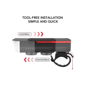 LUCE BICICLETTA LED RICARICABILE ENERGIA SOLARE FARO FANALE BICI USB CLACSON