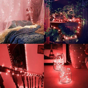 LUCI DI NATALE CATENA 100 MICRO LED LUMINOSA NATALIZIA ENERGIA SOLARE 10MT RAME