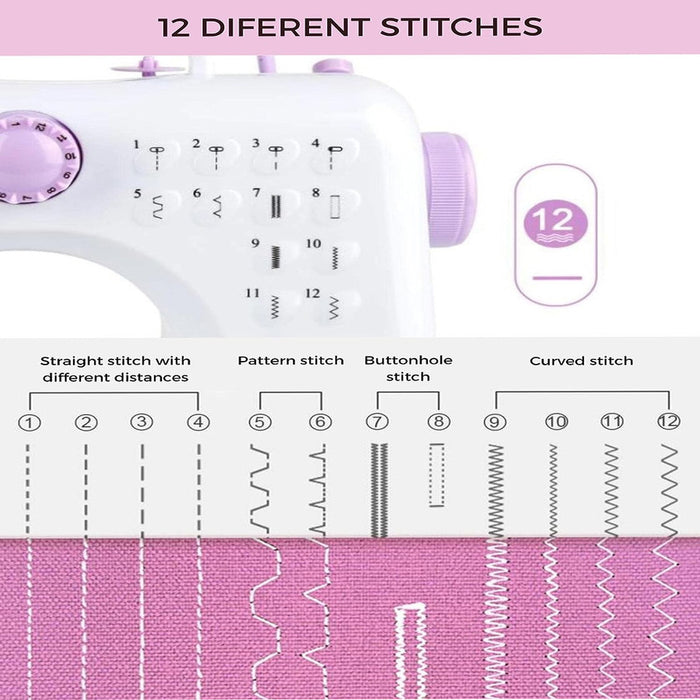 MACCHINA DA CUCIRE PORTATILE CON PEDALE 2 VELOCITÀ E 12 PUNTI CUCITO YASM-505A