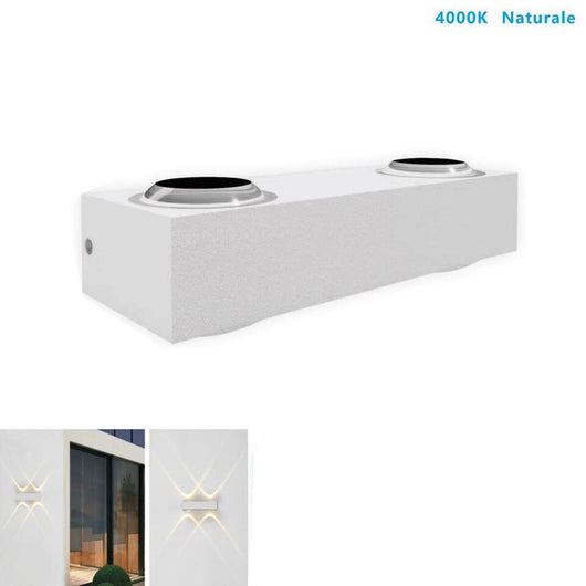 APPLIQUE LED 4W BIANCO LAMPADA LUCE NATURALE PARETE UP DOWN ESTERNO INTERNO