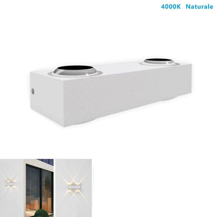 APPLIQUE LED 4W BIANCO LAMPADA LUCE NATURALE PARETE UP DOWN ESTERNO INTERNO