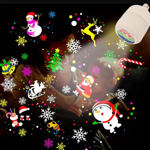 LAMPADA LAMPADINA LED RGB ROTANTE EFFETTO LUCI PROIETTORE E27 BABBO NATALE RENNE