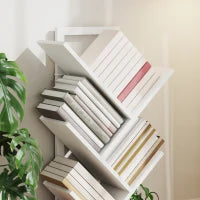 Libreria a Forma di Albero con 5 Ripiani e Sistema Anti-Ribaltamento per Salotto Camera 50x24x82 cm Bianco