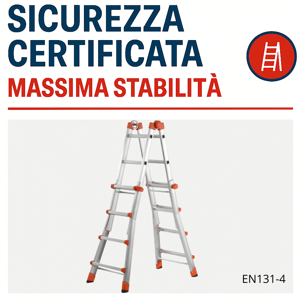 Scala telescopica alluminio 4+4 multifunzione pieghevole regolabile en131-4