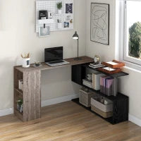 Scrivania Angolare Salvaspazio con Ripiano a S, in Legno, 140x120x78 cm, Grigio effetto Legno