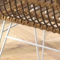 Set di 2 Sedie per Sala da Pranzo in Stile Bohémien con Seduta in Rattan Sintetico e Struttura in Acciaio, Marrone