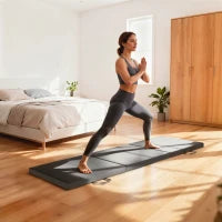 Tappetino fitness pieghevole in 3 pannelli con maniglie e rivestimento sintetico 180 x 60 x 5cm grigio