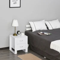 Comodino Moderno in Legno con 2 Cassetti per Camera da Letto, 48x39x54cm, Bianco