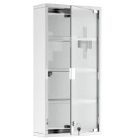 Armadietto Medicinale Cassetta Porta Medicina a Quattro Ripiani in Acciaio Inox 30 x 12 x 60cm
