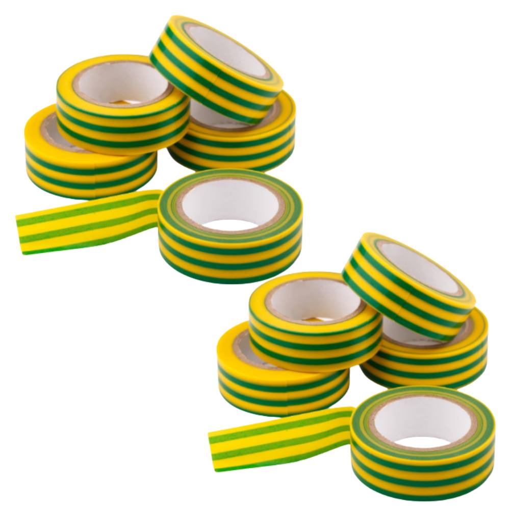 Kit nastro isolante in pvc autoestinguente multicolore per impianti sicuri *** colore giallo/verde, dimensioni 19 mm ...